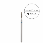 Dana Nails, Diamond bit "flame" safe blue, L- 8,0 mm., Ø2,1 mm.