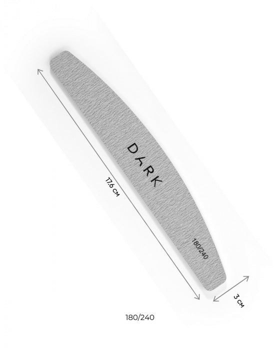 DARK nail file set - half-moon on foam gray, 25 pcs (180/240 grit)
